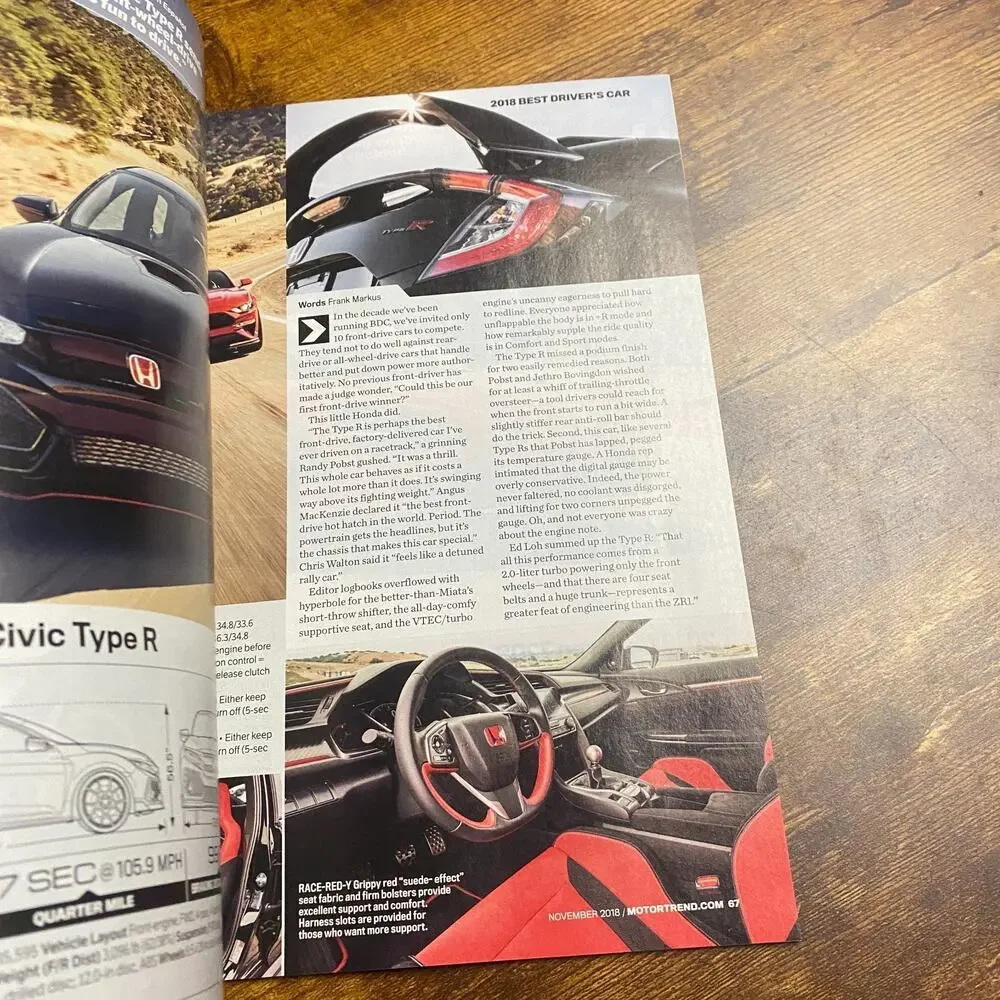 Motor Trend November 2018 2018 Best Driver's Car 12 Contenders... 1 Winner (Maga